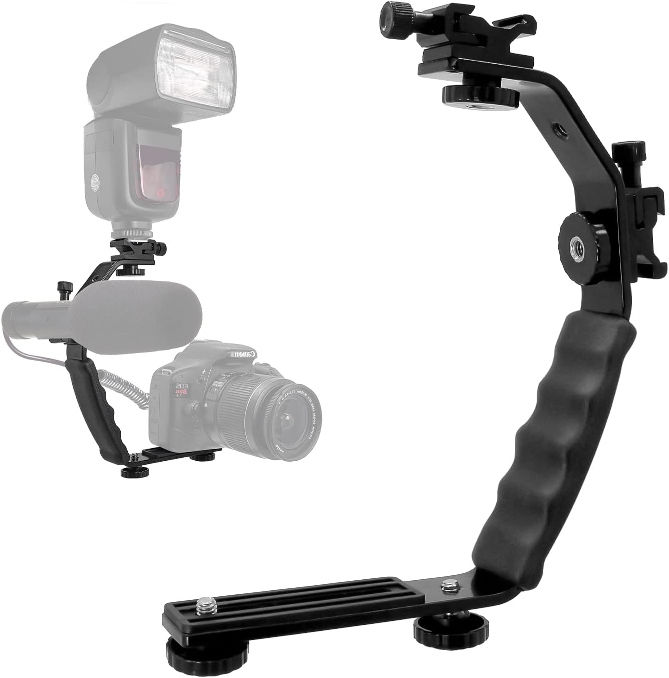 LimoStudio Camera Bracket Mount Heavy Duty Photography Video L-Bracket with Standard Flash Shoe Mounts, AGG1179