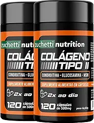 Kit 2 Pote Colágeno Tipo 2 Condroitina e Glucosamina Msm 240 Cápsulas 500mg Zuchetti nutrition
