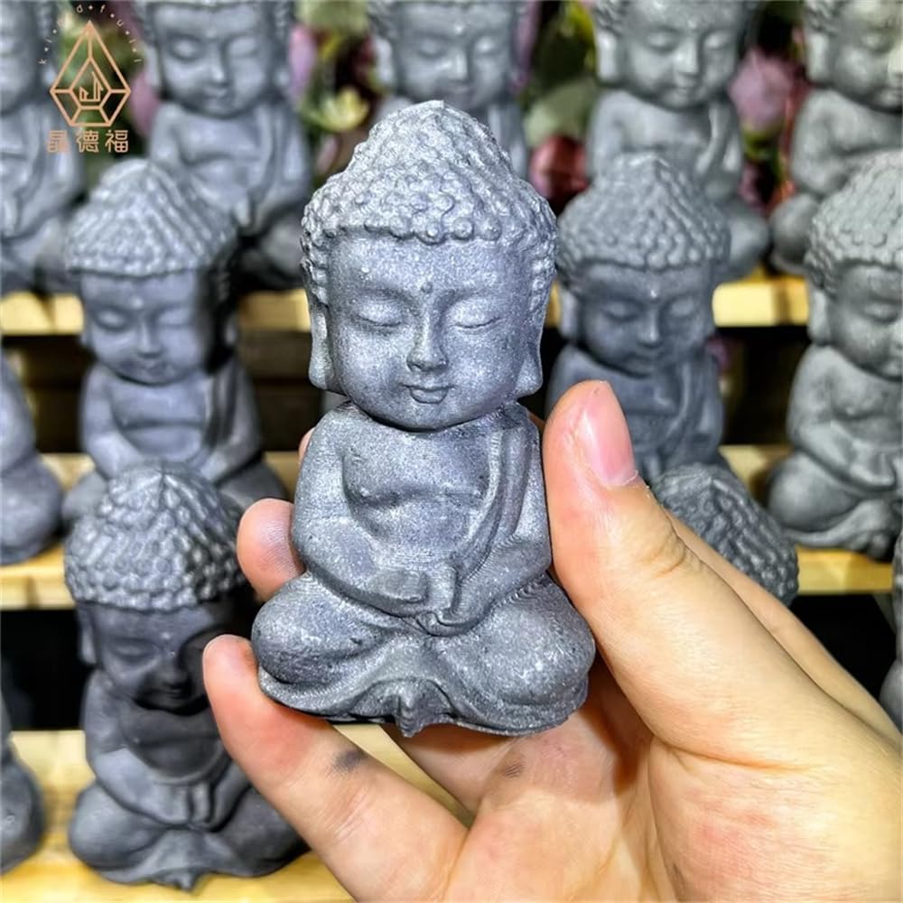DPURPIWADY 1pc 60-65mm Shungite Buddhas Fengshui Crystal Quartz Stones Buddha for