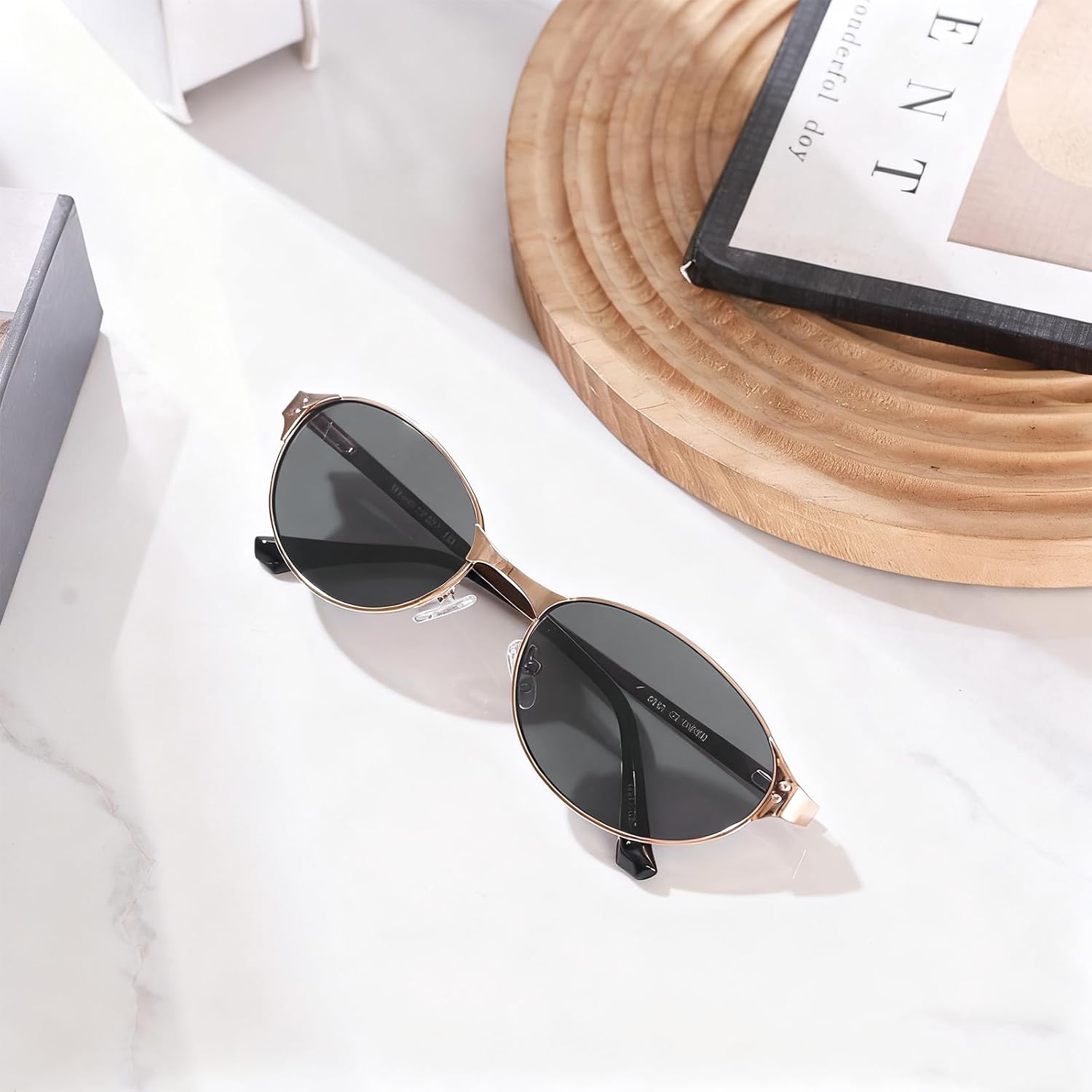 Retro Oval Sunglasses for Women Men, 90s Vintage Style, UV400 Lens image 2