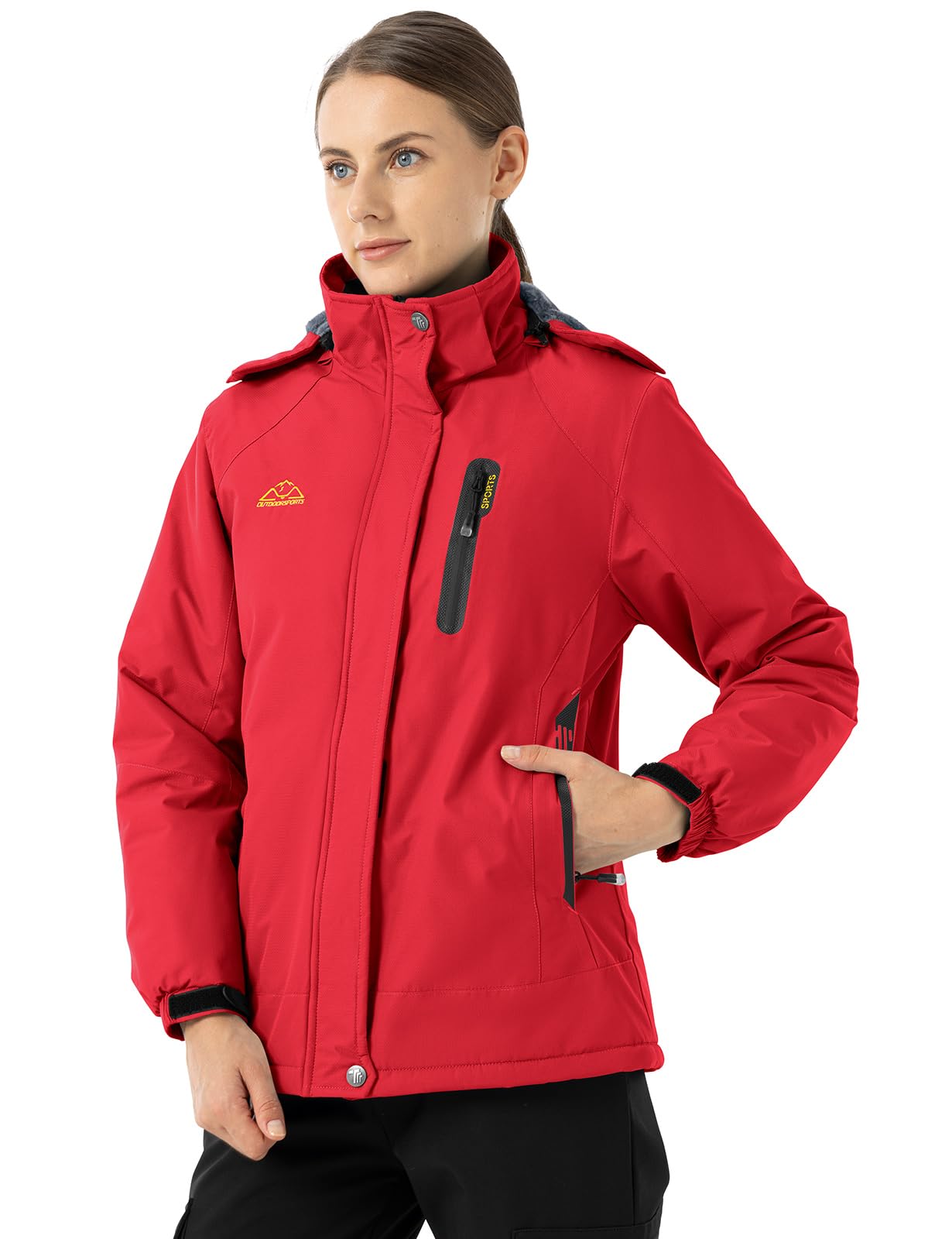 YSENTO Veste d'hiver imperméable pour femme - Veste softshell - Doublure chaude - Coupe-vent - Veste de snowboard d'extérieur