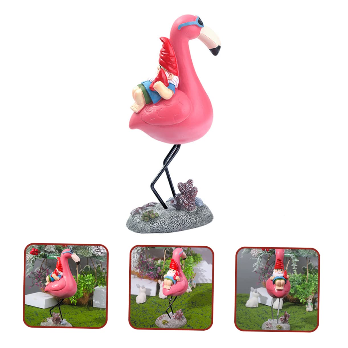Toyvian Leichte Gartenzwerg Verzierung aus Kunstharz in Realistischer Flamingo Form für Garten und Eingangsbereich als Dekorative Gartendekoration