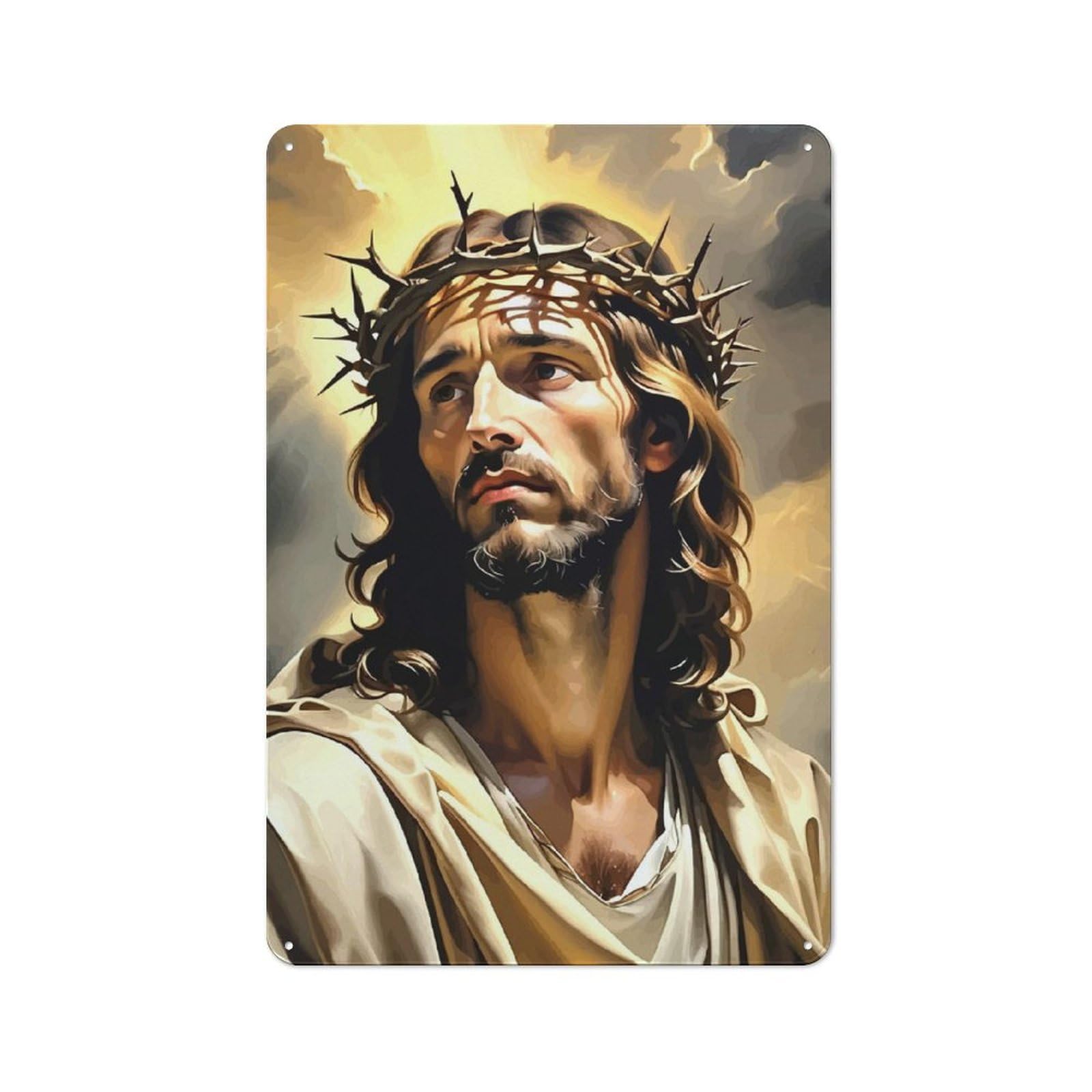 Junmoney Jesus Wears A Crown Of Thorns Vintage Tin Sign 30X20cm With For Kitchen Or Home Bar, For Metal Sign Collectors, For Kitchen And Home Bar Decor