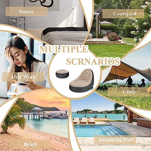 Image of PVC Inflatable Deck Chair with Air Pump, Lounger Sofa for Indoor Living Room Bedroom, Outdoor Travel Camping Picnic Beach Chaise Lounges(Brown 2)