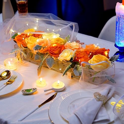 Miniatura 5 de Florero de acrílico rectangular, arreglos florales, centro de mesa decorativo para boda, mesa de comedor, jarrón para decoración de mesas de cocina
