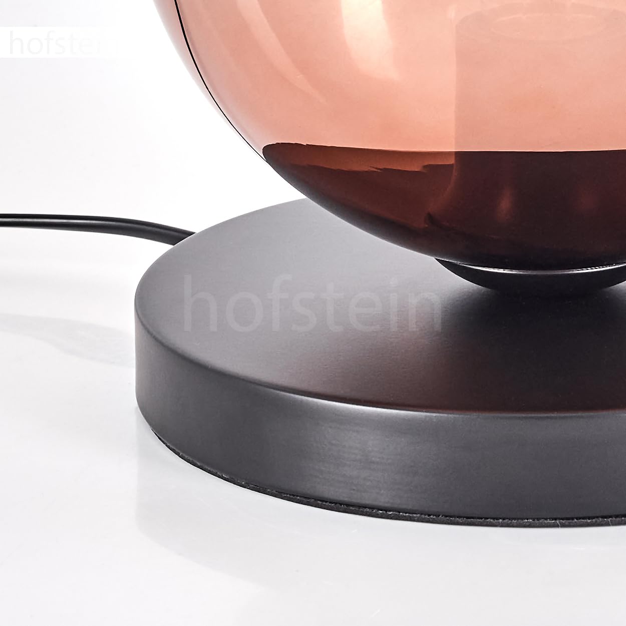 Tischleuchte Apedo, Tischlampe aus Metall/Glas in Schwarz/Kupferfarben/Klar, Leuchte im modernen Retro/Vintage-Design mit Schirm aus Glas (Ø 20cm) u. An/-Auschalter am Kabel, 1x E27, ohne Leuchtmittel