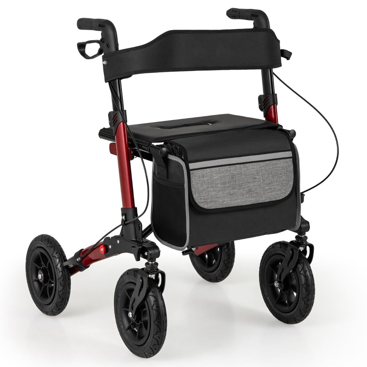 Andador plegable todoterreno 62 x 82 x 81,5-97 cm confort ergonónico seguridad reforzada diseño rojo 20_0011671