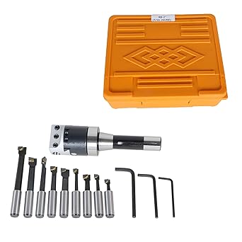 Timunr 2 Inch Boring Head Set R8 Shank with 9Pcs 1/2 Inch Boring Bar Set 3Pcs Hex Wrench