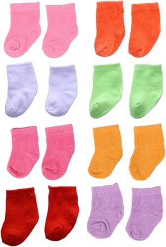 Toyvian Accesorios para muñecas, accesorios para muñecas, calcetines para muñecas de bricolaje, 8 pares de ropa de muñeca americana, ropa de muñeca