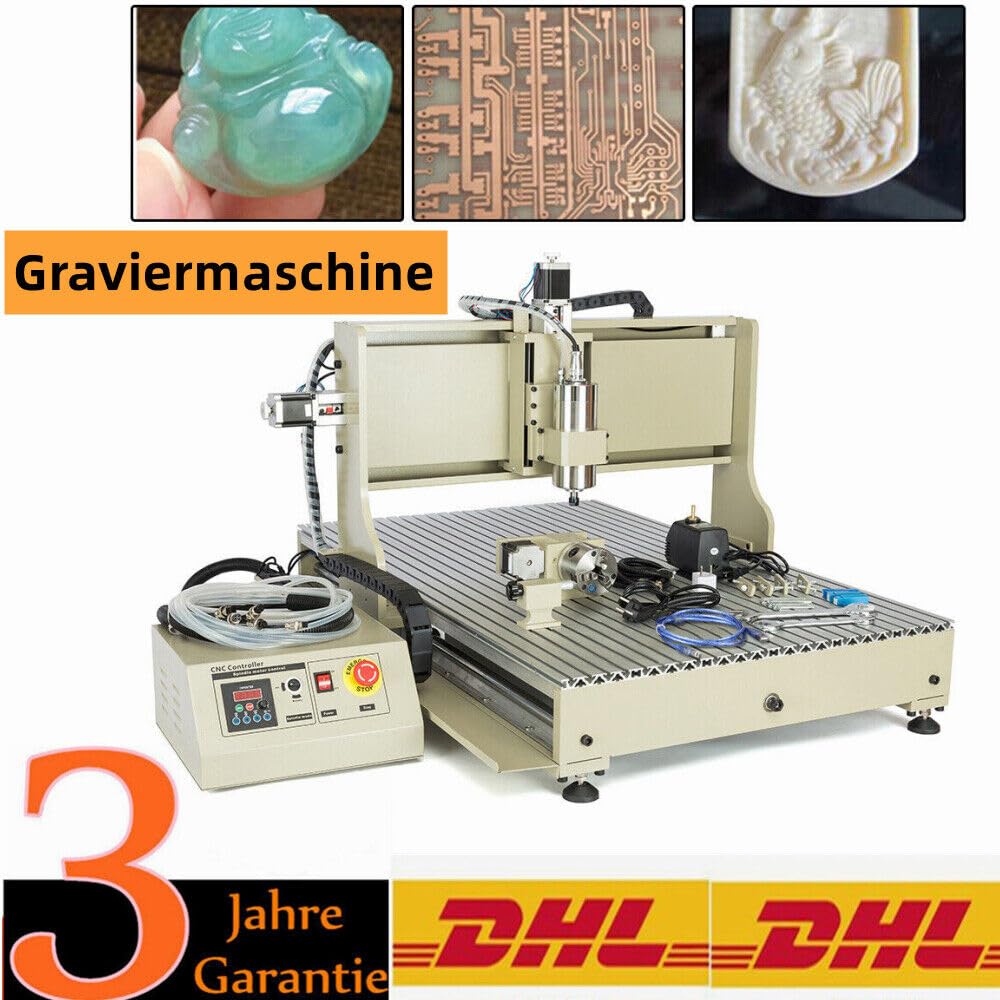 Máquina de grabado CNC DIY 6090, fresadora de 4 ejes, fresadora CNC, máquina de grabado de 2200 W, con USB, router para metal, cristal, madera, piedra