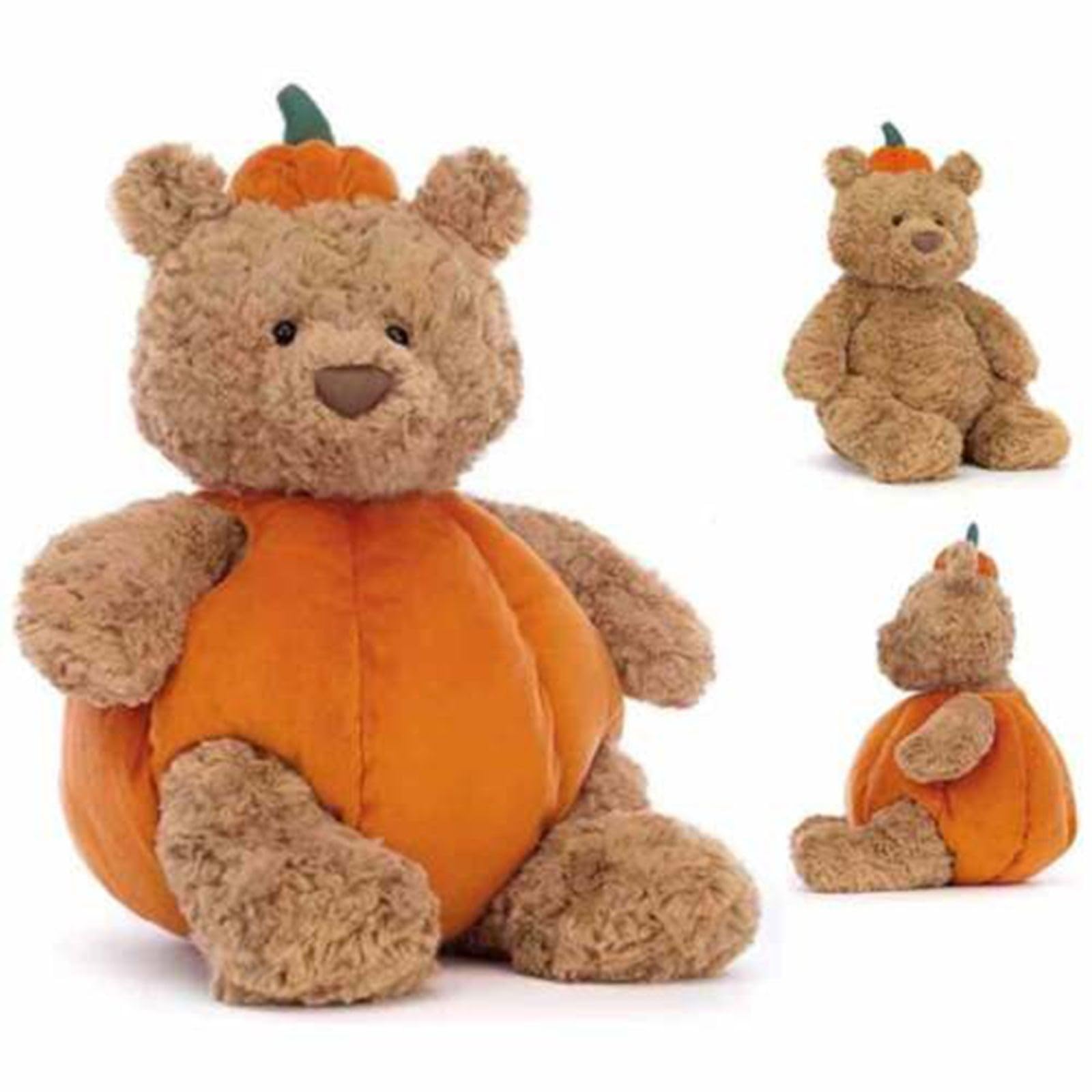 RDCIRP Pumpkin Bear Plush, Stuffed Animal Plushie Squishy Bear Toy Huggable Doll Costume Cute Toy for Boys Girls Halloween Party