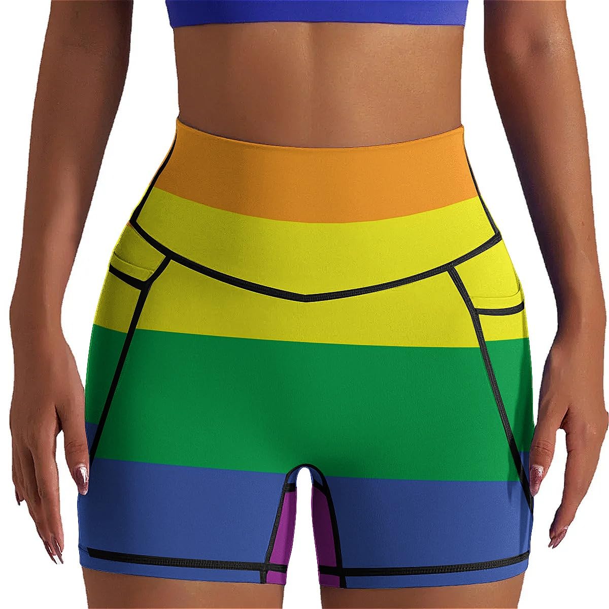 DROEYROEST High Waisted Biker Shorts for Women Running Sports Workout Yoga Shorts with Pockets