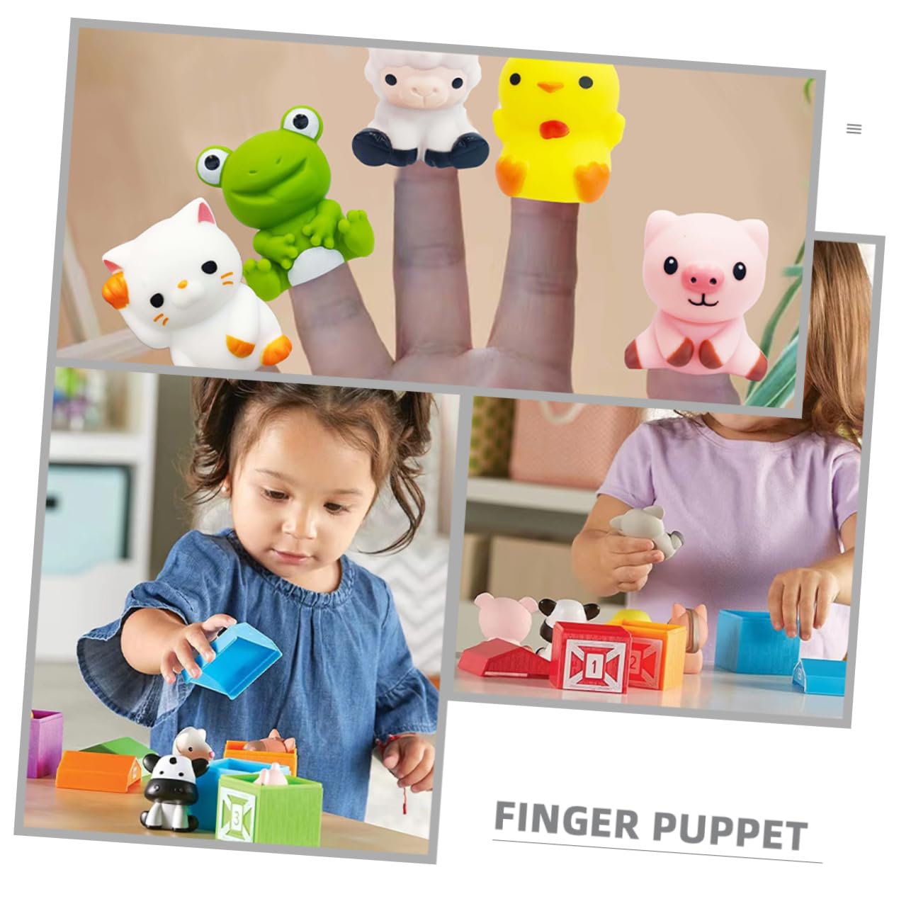 Marionetas de Dedo de Animales de Granja, 10 Piezas de Plástico | Juego Educativo para Contar Historias, Diseño Caricatura, Tacto Cómodo y Acabado Cuidado Estilo Aleatorio