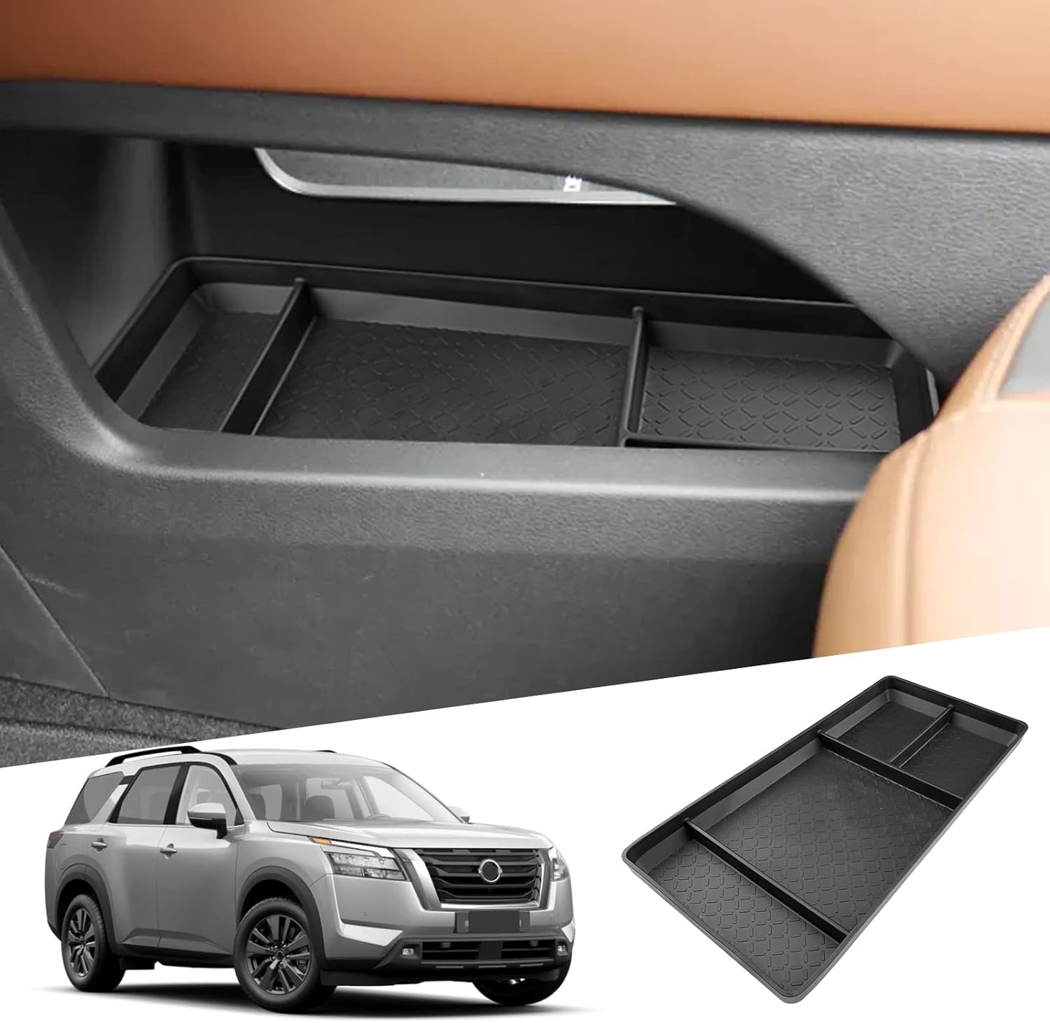 SHAOHAO 2025 2026 Pathfinder Lower Organizer Tray for 2022 2023 2024 2025 2026 Nissan Pathfinder Accessories 2022-2026 Pathfinder S/SV/SL/Rock Creek/Platinum Armrest Insert Storage Box Console Tray