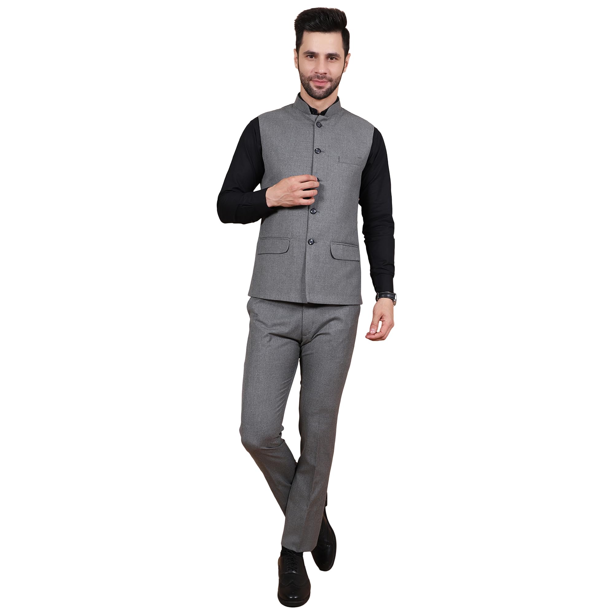 Mens Polyester Cotton Plain Vest and Trouser Set