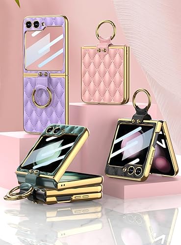 Miniatura 2 de SHIEID Z Flip 5 - Funda para Samsung Galaxy Z Flip 5 con anillo para teléfono, forro de esponja y diseño en forma de diamante para Samsung Galaxy Z