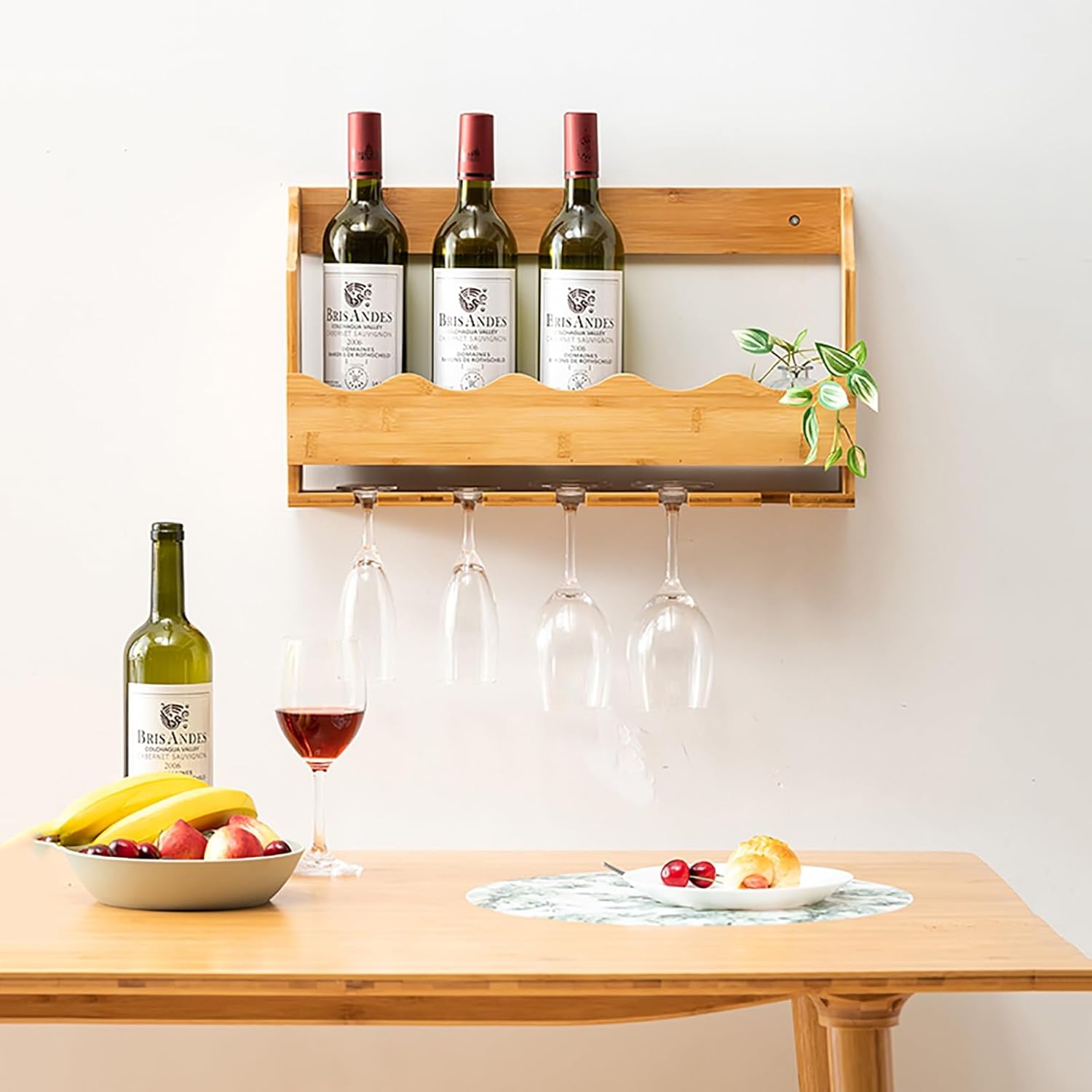 Wall Mounted Wine Rack Wood with Wine Glass Holder,Wine Shelves,Wine Shelf,Liquor Bottle Display Shelf,Floating Shelves,Modern Wine Storage Racks for Home Bar Kitchen Wine Cellar D