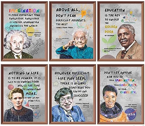 Famous Scientists Motivational Quotes Posters for Classroom Inspirational Quotes Wall Art Exhibition...