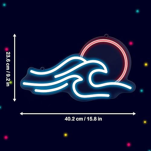 Miniatura 3 de Letrero de neón para decoración de pared, luces LED de neón Hinittey Sunrise con atenuador y montañas de hielo para decoración del hogar, regalos