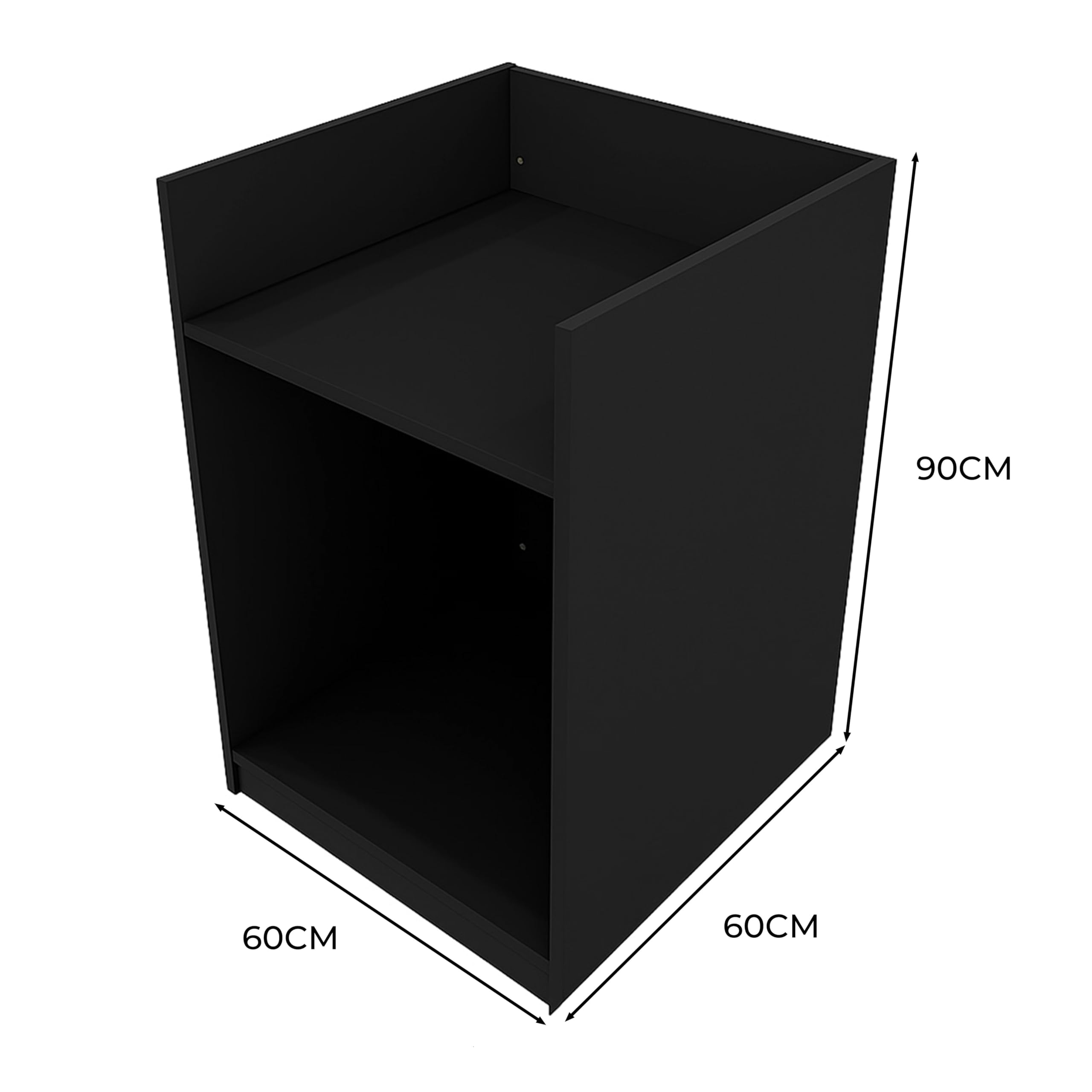 Sklep Blok Till Stojak Czarny TB60 Retail Storage Unit Modułowa Szafka Recepcja Gotówka Biurko Sklep 2 Półki Wewnętrzne Zamknięte Przód 60 cm x 90 cm x 60 cm MDF Melamina