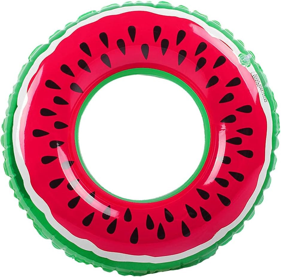 Image of Watermelon Pool Floats for Kids Adults, Inflatable Swim Rings Swimming Pool Float Tube Round Shaped Swimming Tube Water Fun Beach Pool Toys for Summer Party