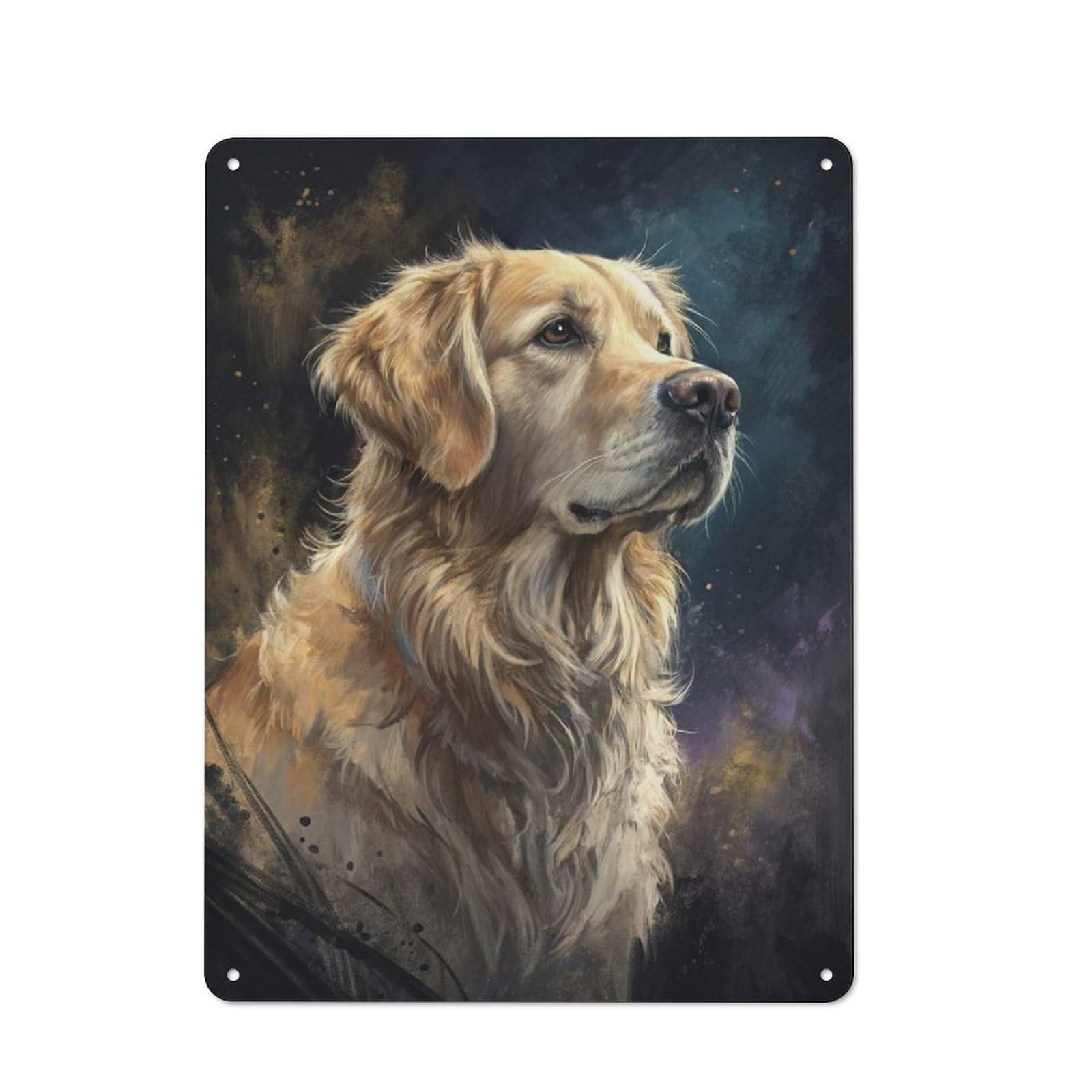 Junmoney Style-5 Golden Retriever Portrait Printed Metal Sign 40X30cm For Bar Or Restaurant, New Home Wall Decor For Hospitality Decor Collectors