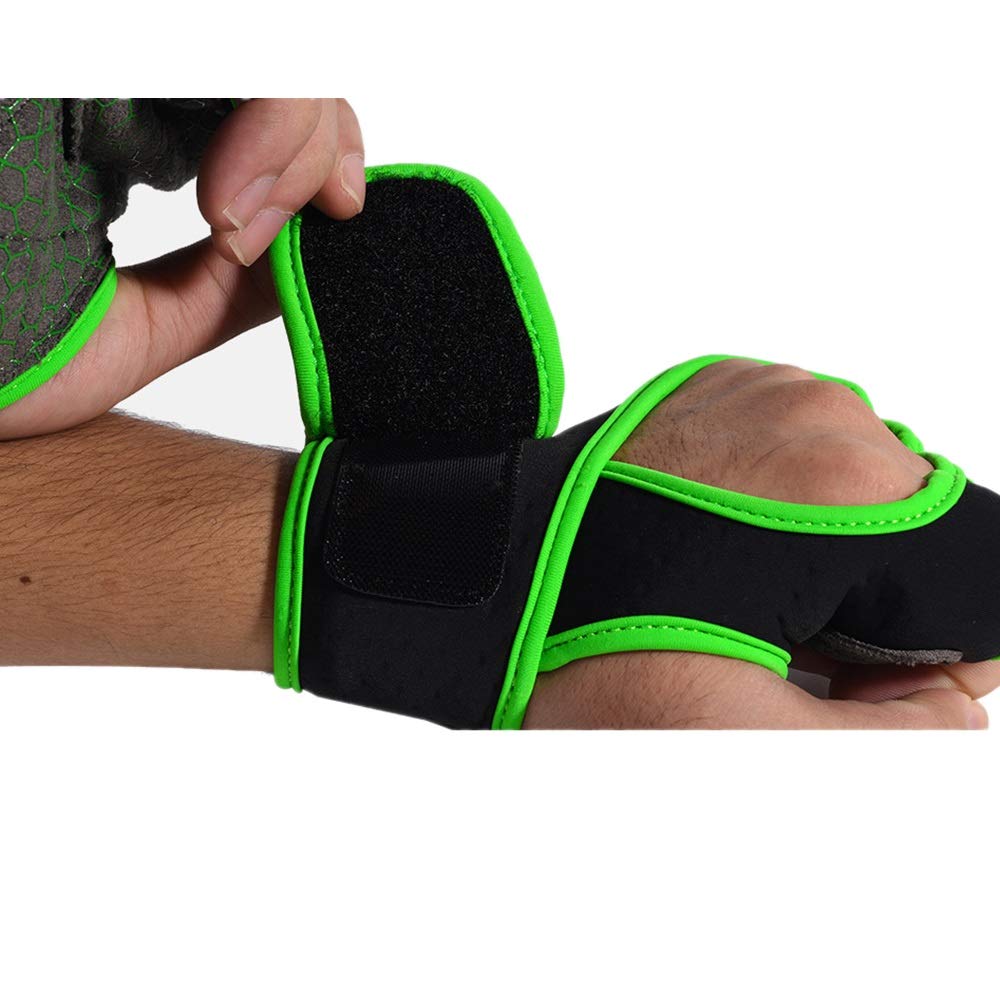 Guanti Antiscivolo per la Palestra Guanti da Palestra Unisex, Guanti da Cross Training, Guanti Senza Dita(Verde,L)
