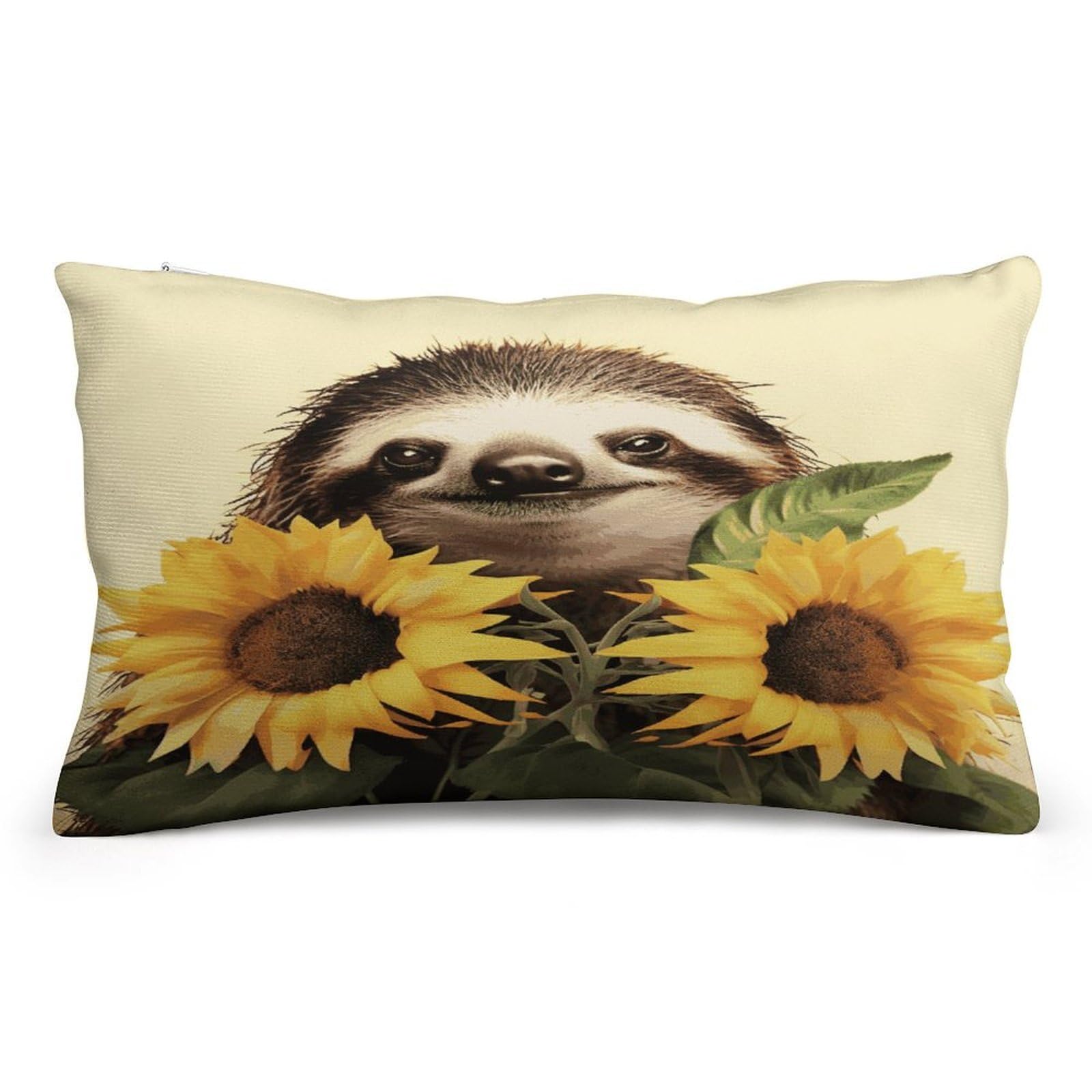 Wsoihfec Style Sloth Sunflower Throw Pillow Covers Decorative, Pillow Cases Soft Plush, Modern Farmhouse Boho Cushion Cover For Bed Couch Sofa Living Room Spring Decor8 X12