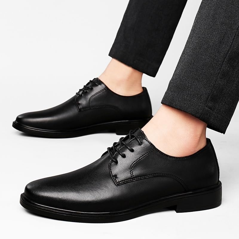 Men Formal Shoes Dress Oxford Waterproof Leather Prom Wedding Tuxedo Non Slip Rubber Sole Low Top Shoe Lace Up Pointed Toe Business4