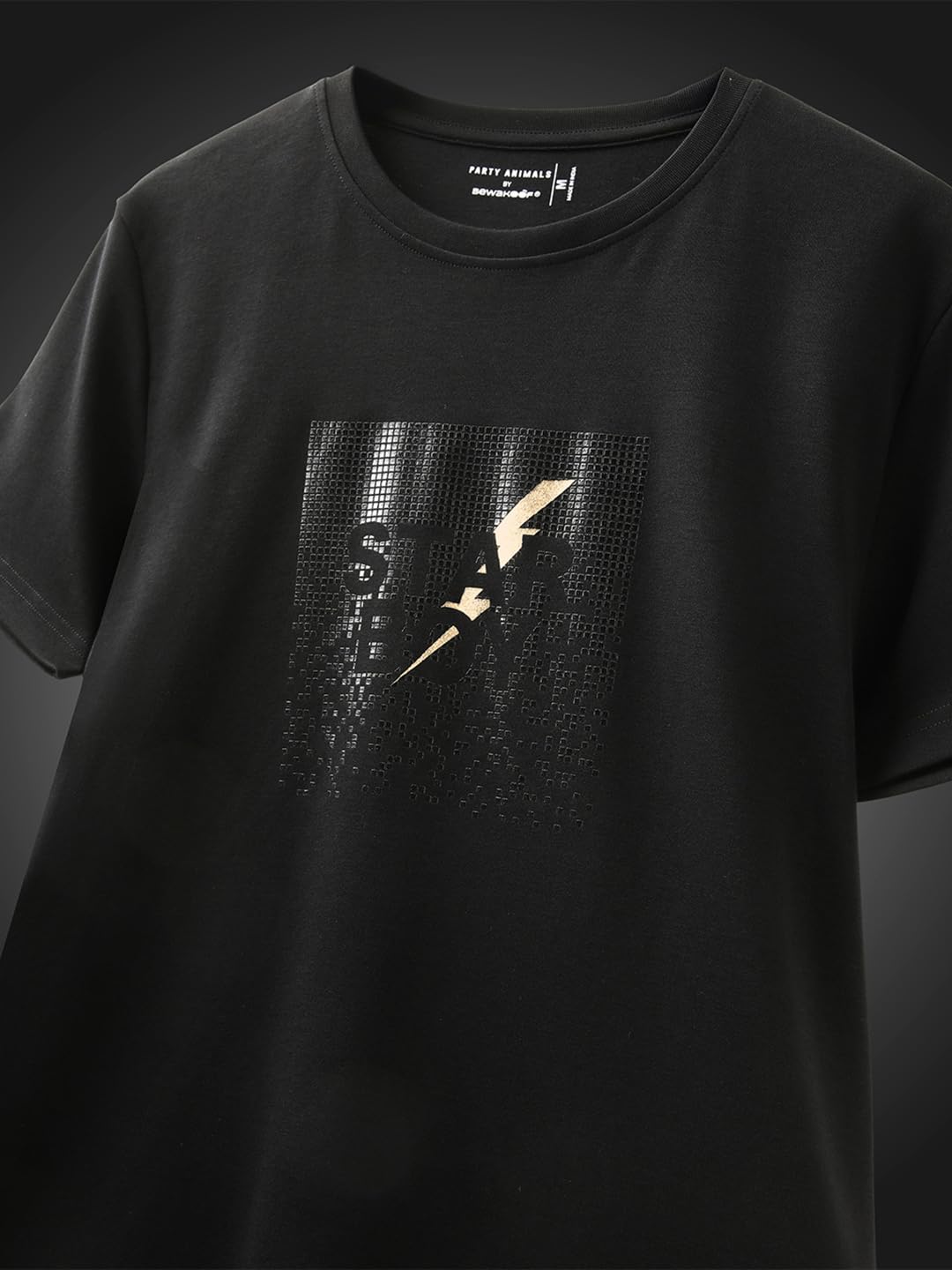 Bewakoof Party Animal - T-shirt da uomo in cotone con stampa laminata, vestibilità regolare, mezza manica