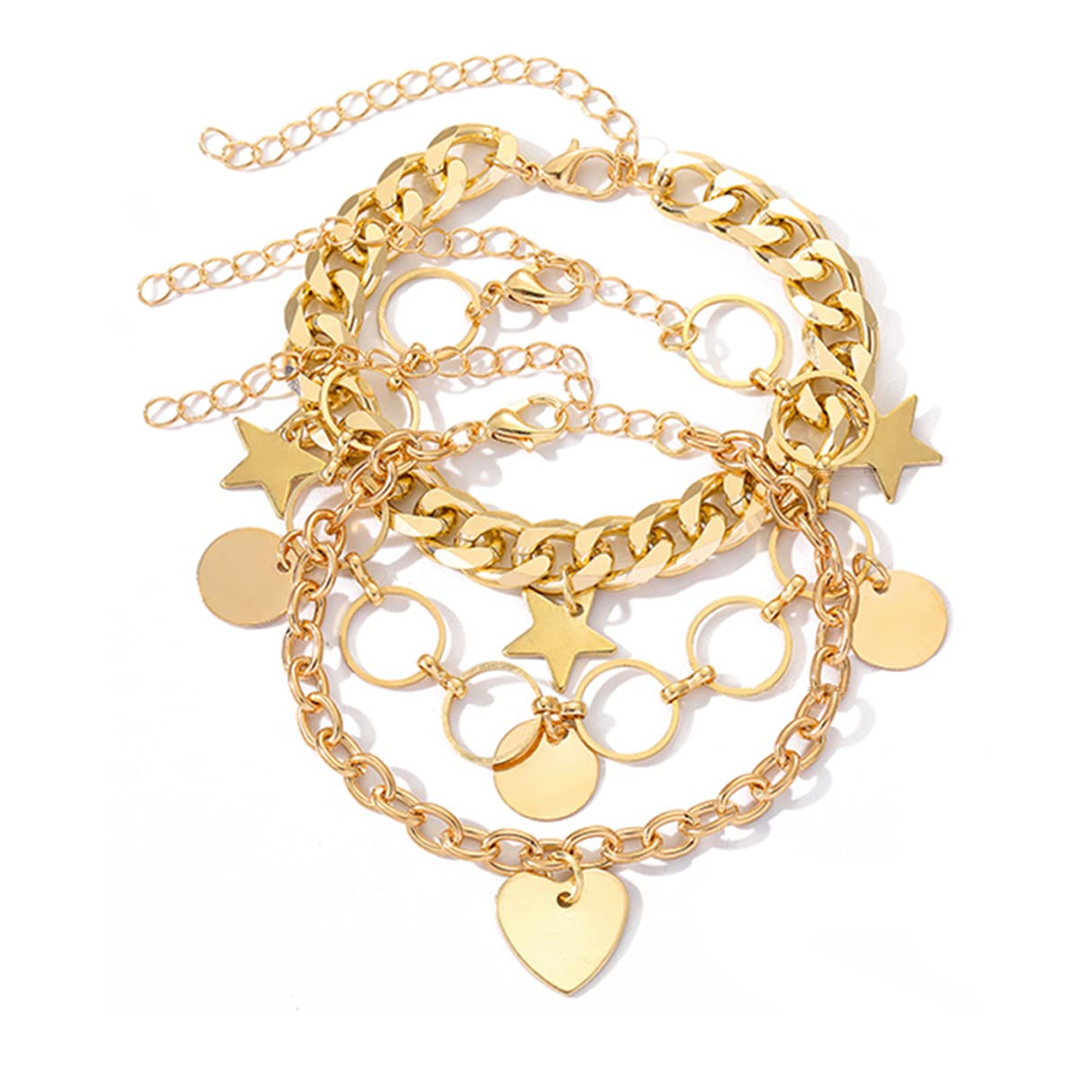 Jewels Galaxy Gold Plated Heart-Star Contemporary Set of 3 Bracelet Set For Women and Girls (CT-BNGA-49197) (B0BSS4S229) Amazon Price History, Amazon Price Tracker