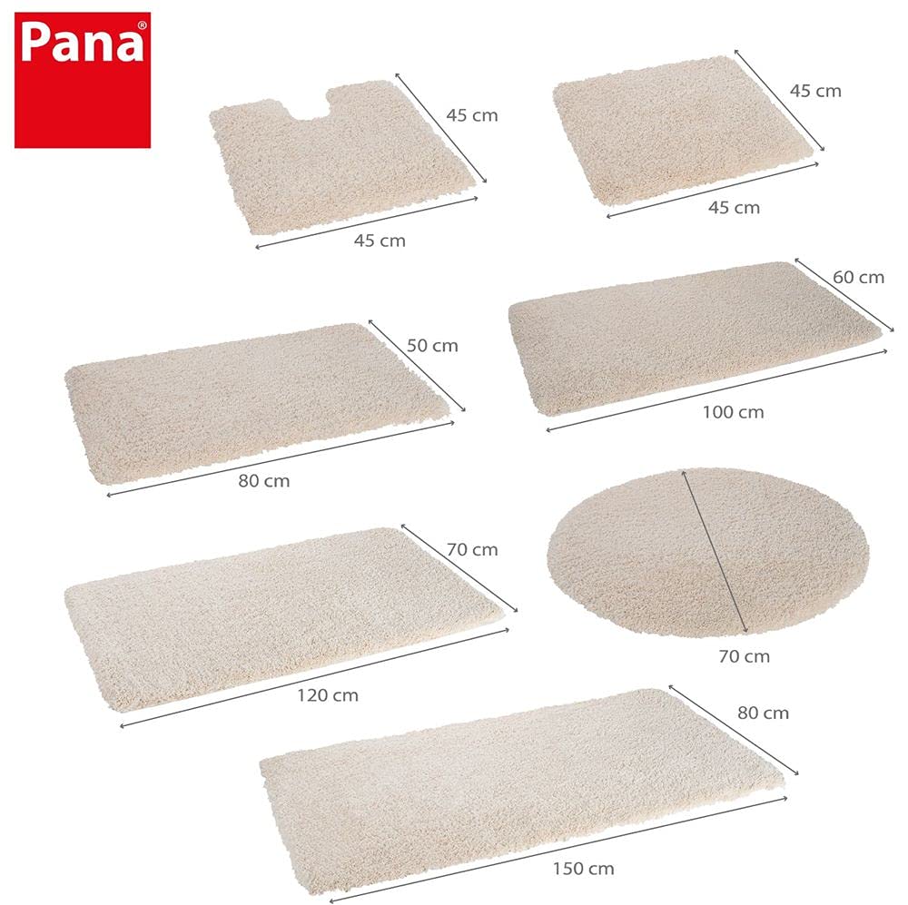 PANA VIENNA Mata łazienkowa premium • dywanik łazienkowy z wysokim runem • dywanik pod prysznic • dywanik do WC • antypoślizgowy • chłonny • rozmiar: 80 x 150 cm • Kolor: kremowy
