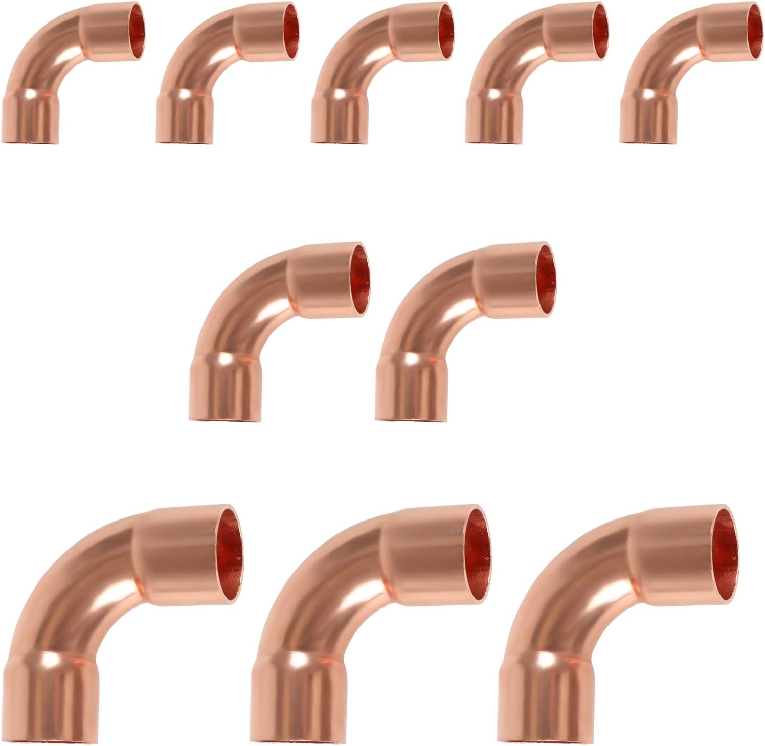 (Pack of 10) EFIELD 3/4" C X C Long Turn Copper 90-Degree Elbow, LF Copper Plumbing Fittings with Sweat Solder Connection,(COPPER133)
