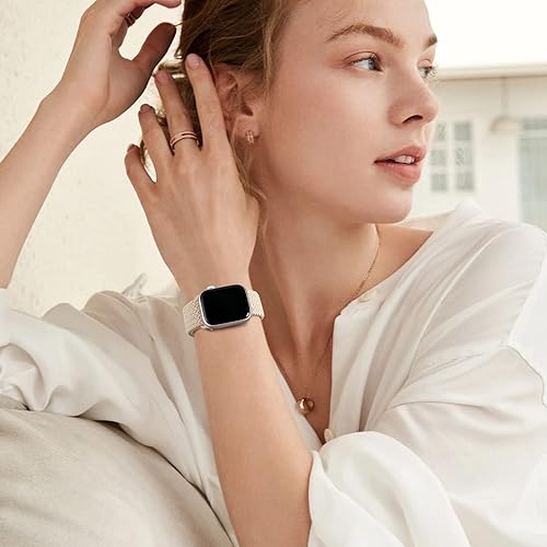Miniatura 4 de DaQin Paquete de 4 correas trenzadas Solo Loop compatibles con Apple Watch de 1.496 pulgadas, 1.575 pulgadas, 1.614 pulgadas, 1.654 pulgadas, 1.732
