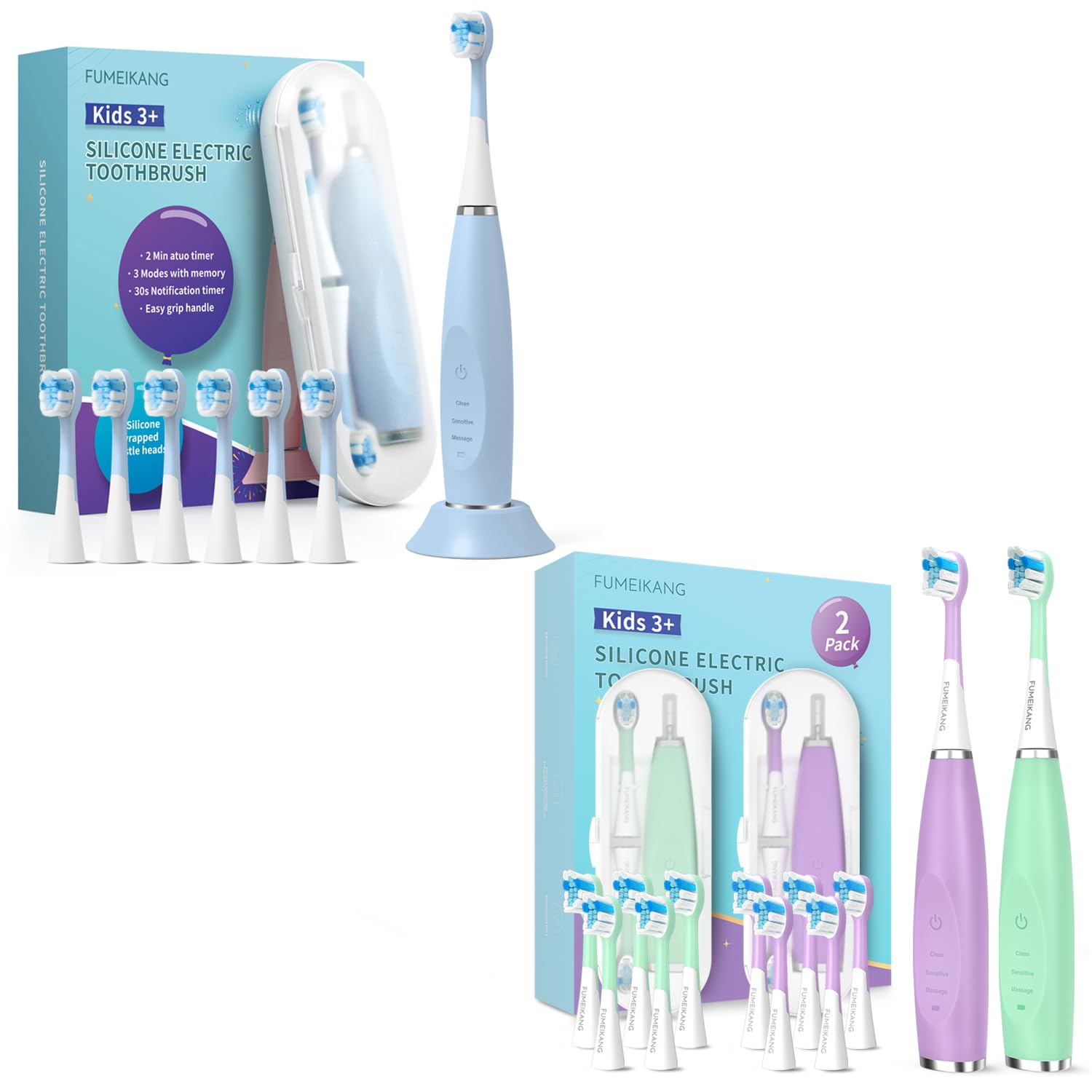 Kids Electric Toothbrushes 3 Pack Smart Sonic Toothbrush for Boys and Girls 3 4 5 6 7 8