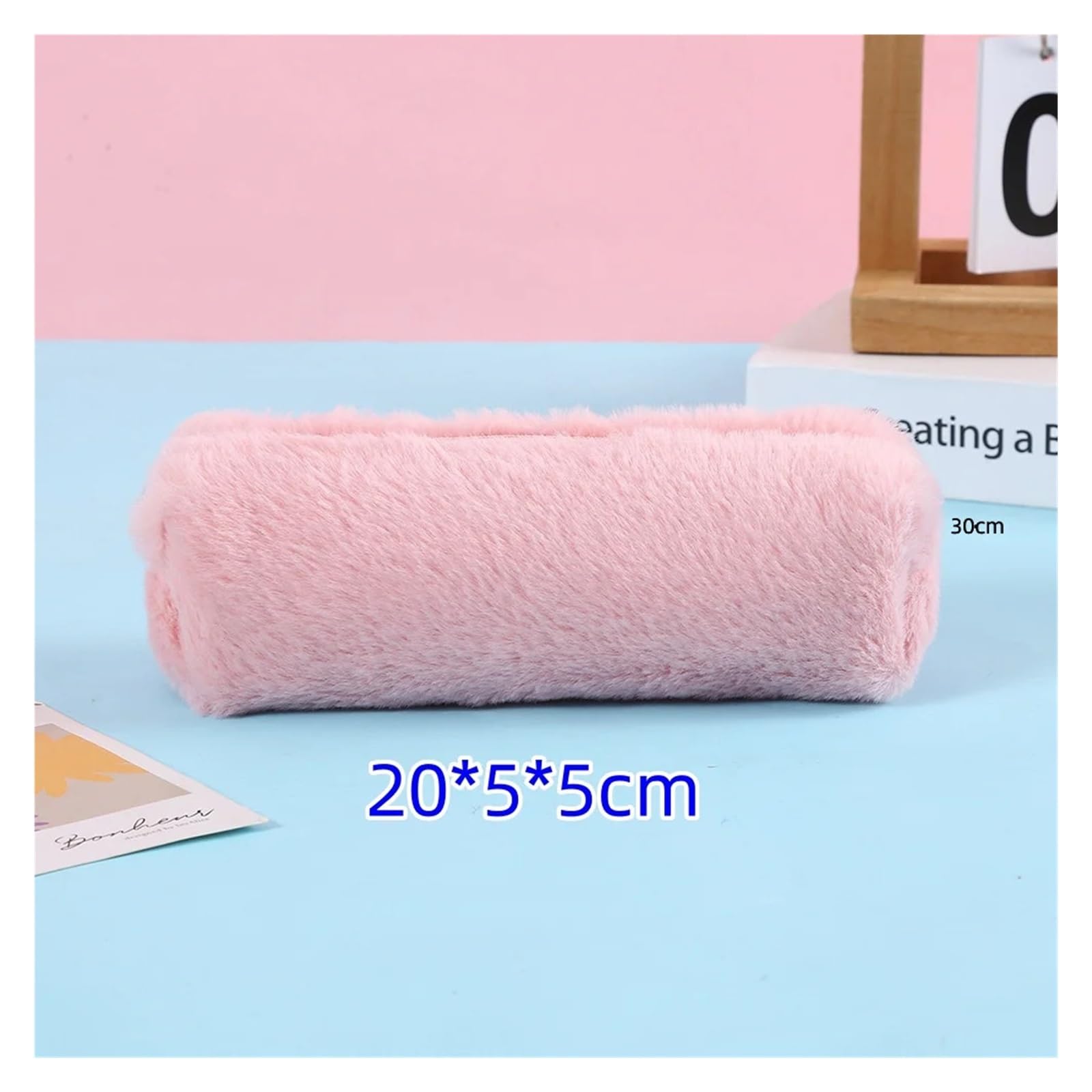 Astuccio in peluche for studenti | Tinta unita, morbido, compatto, multiuso, organizer for cancelleria, regalo(Black)