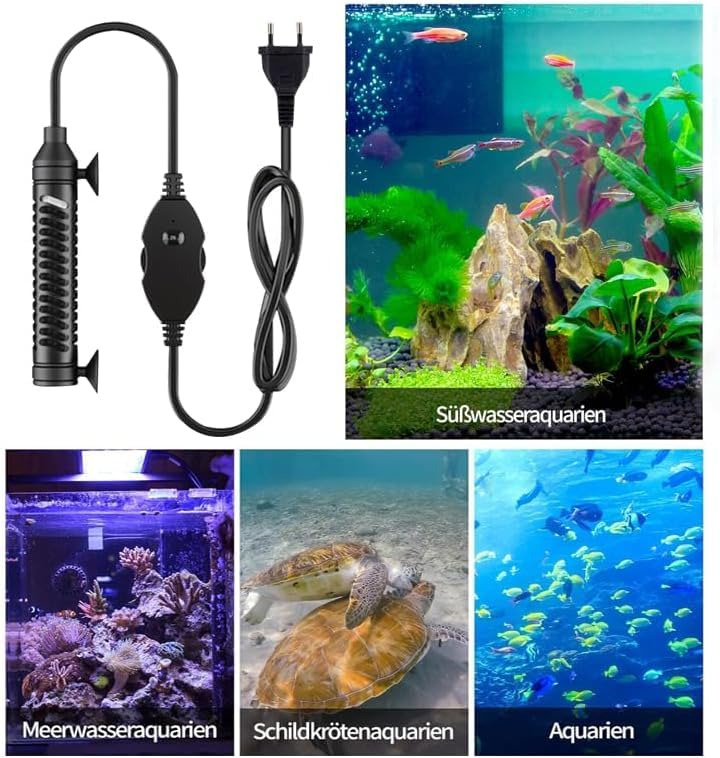 GERUI Réchauffeur d'aquarium 35 W/50 W (1 L-20 L) avec régulateur de température pour réservoirs de Poissons et d'aquarium avec Protection Contre la surchauffe (50 W)