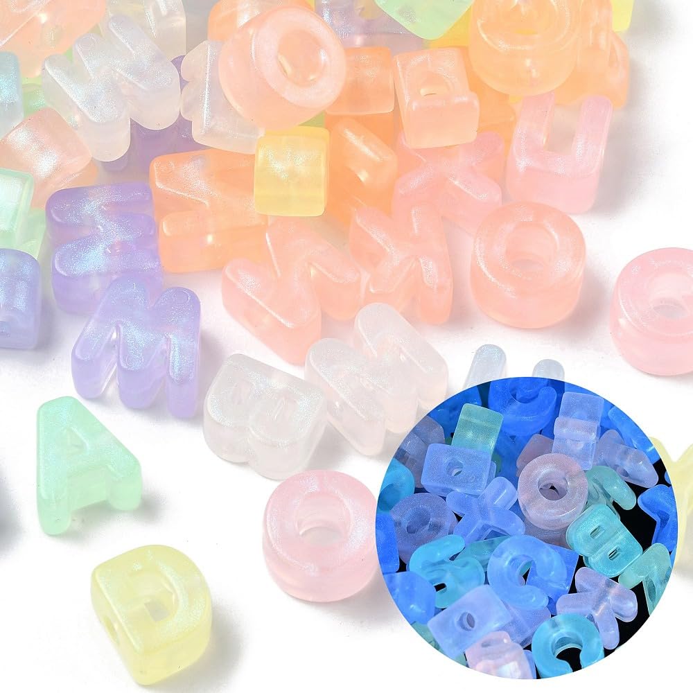 DanLingJewelry 100Pcs Random Glow in The Dark Acrylic 26 A-Z Letter Beads Luminous Alphabet Beads for Bracelets Necklaces Phone Lanyard Jewellery Making โ image 1