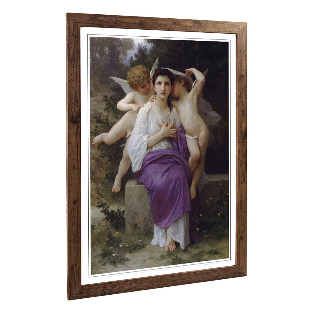 Big Box Art Framed Print of William Adolphe Bouguereau Angel Design | Wall Art Picture | Home Decor for Kitchen, Living Room, Bedroom, Hallway, Walnut, A2 / 24.5x18 Inch / 62x45cm