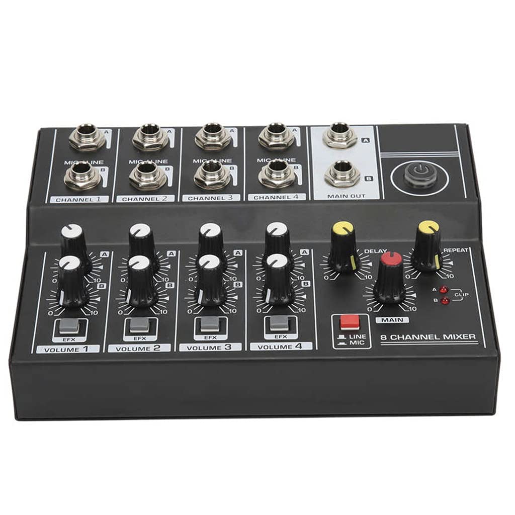 Mikser Audio Przenośny 8-kanałowy mikser dźwięku stereofonicznego Wzmacniacz mikrofonowy Konsola Dj