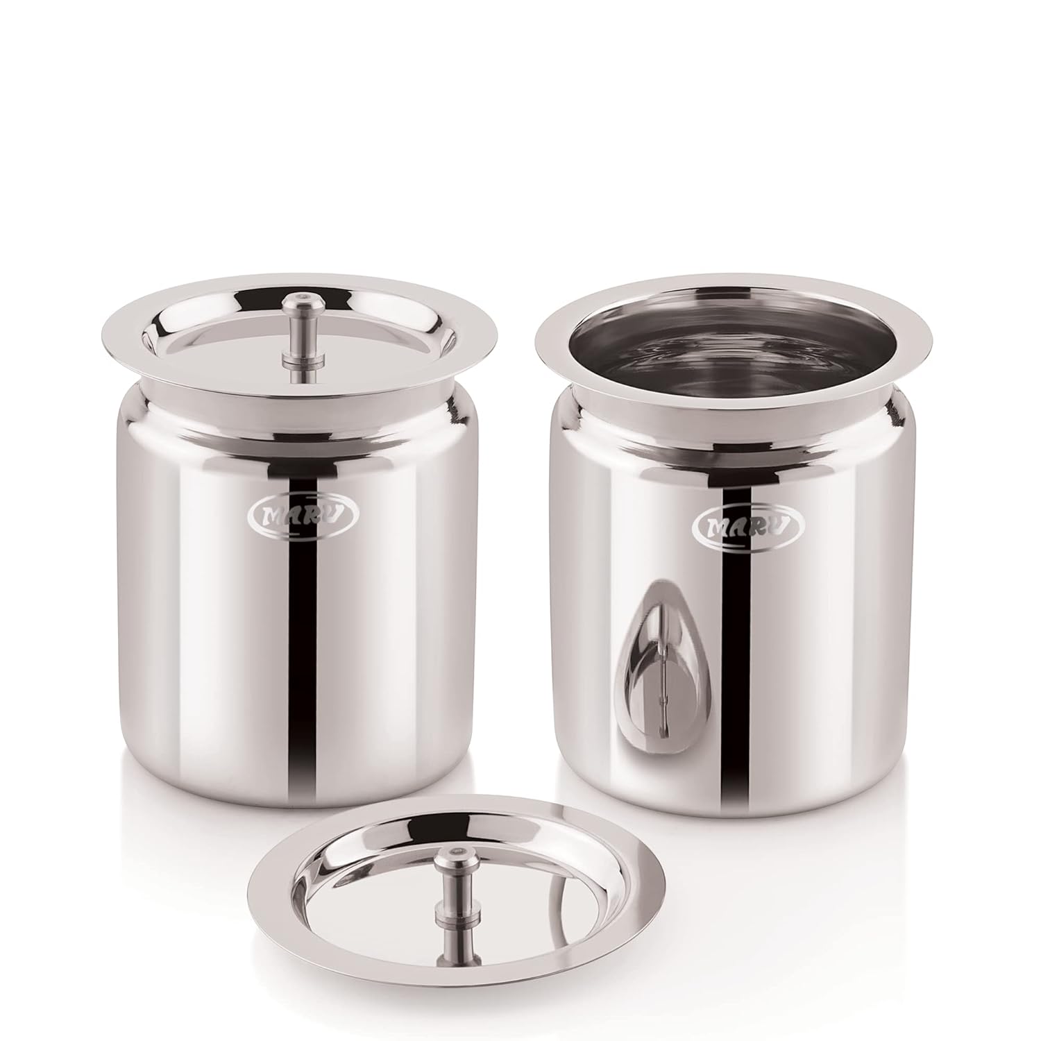 MARU Stainless Steel Ghee Pot Container For Kitchen Set of 2 Pcs Ghee