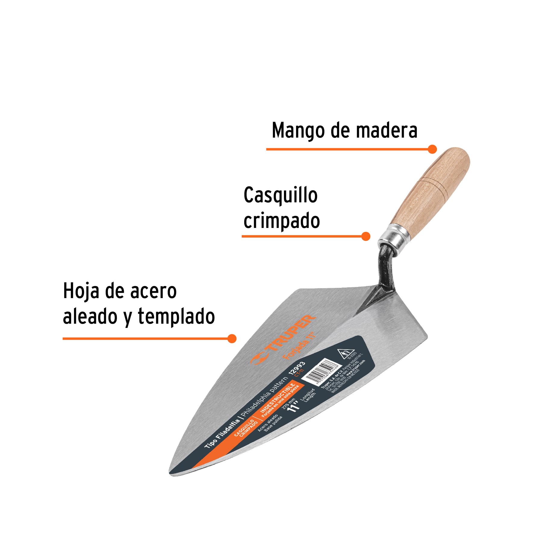 Paleta forjada de albañil "Filadelfia" - 280 mm