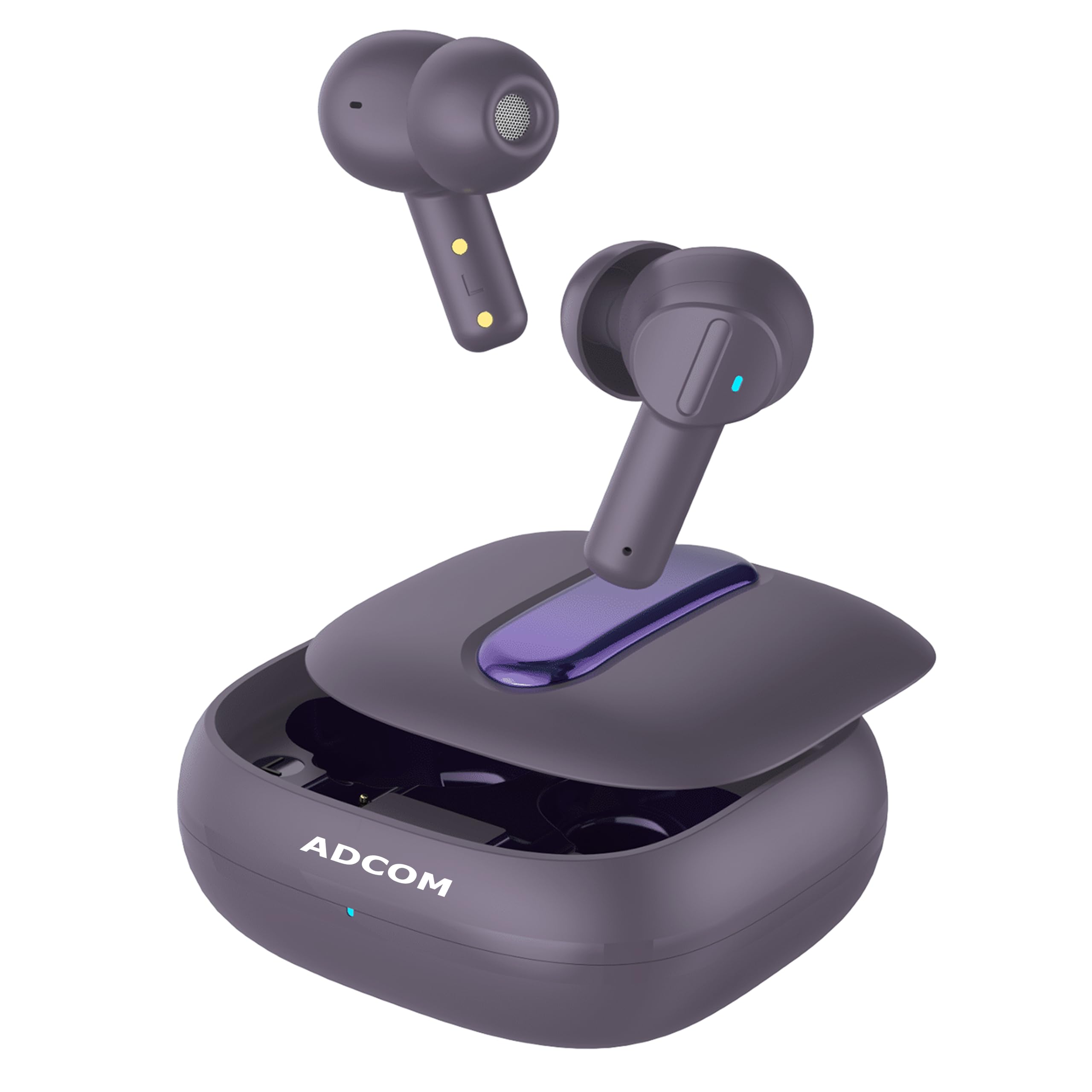 Adcom Fury TWS Gaming Earbuds with Ultra 38ms Low Latency Gaming, 40H Playtime, Dual ENC Mics, 10mm Bass Drivers, Touch Controls, Type C, IPX2 & Voice Assistant (Grey)-image-5