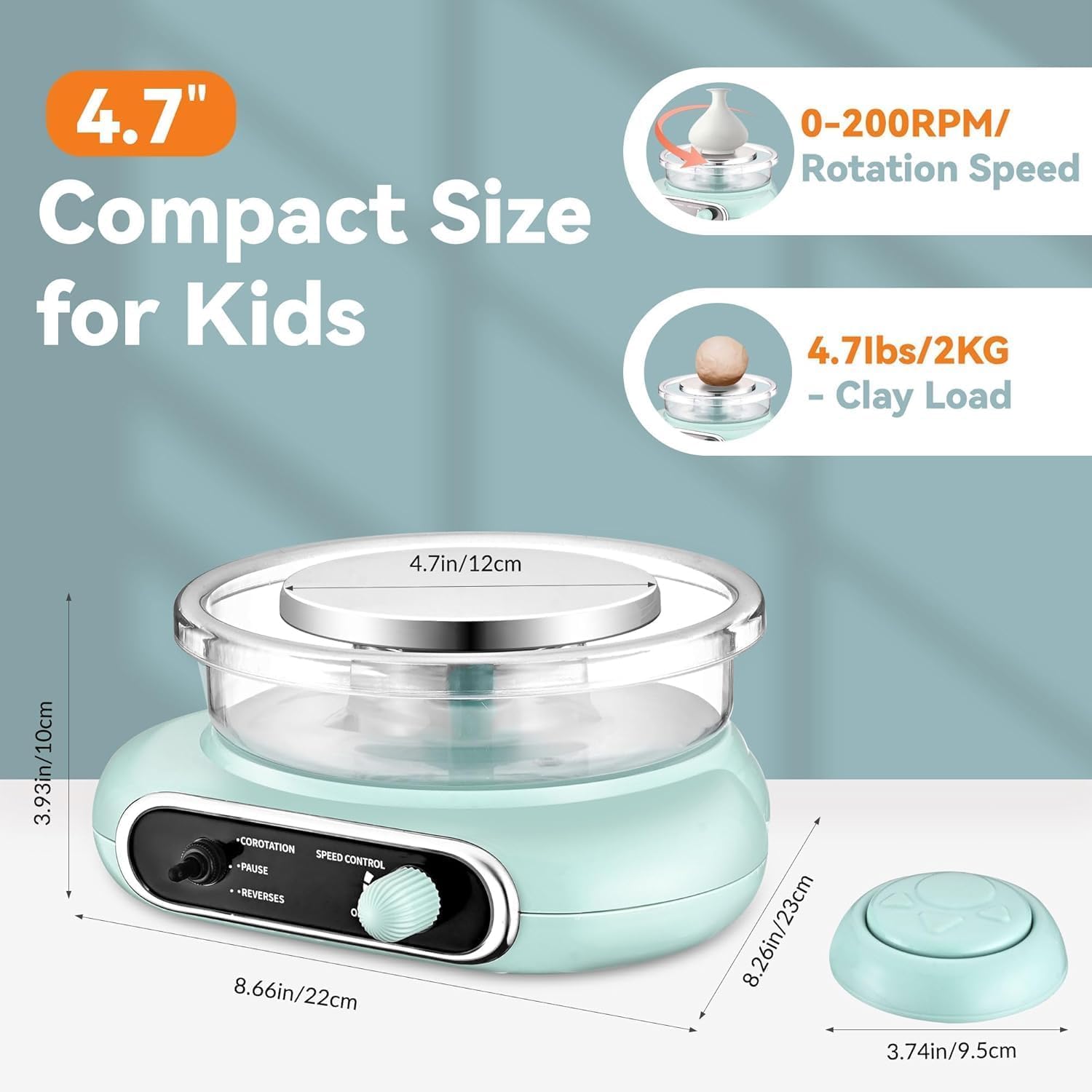 Kit ruota elettrica per ceramica con piatto girevole staccabile e accessori, macchina formatrice per argilla per bambini e principianti, ideale per artisti e hobbisti