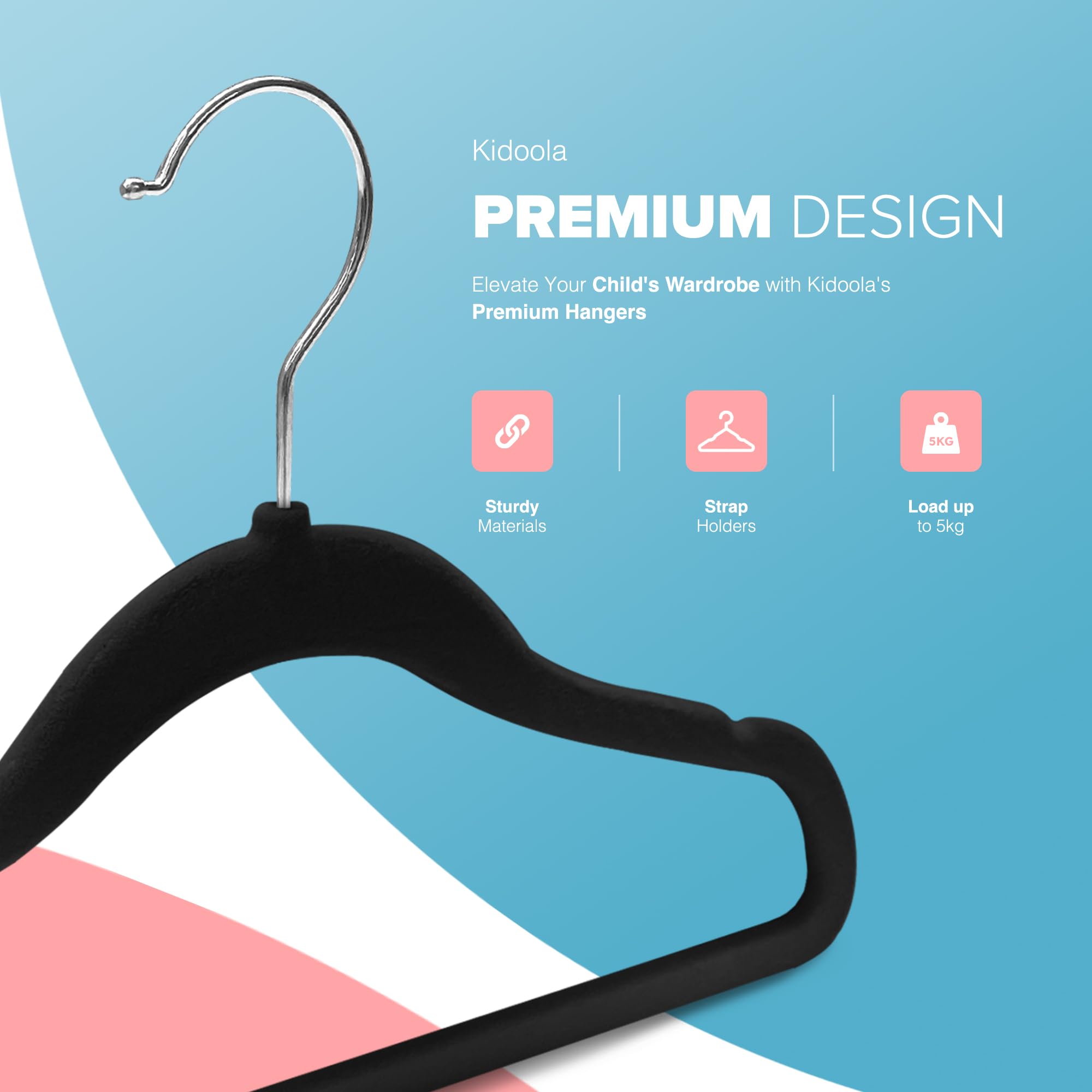 Kidoola 20 Velvet Baby Hangers, Nursery Coat Clothing Hangers for Babies Infant, Toddlers and Kids - Image 4