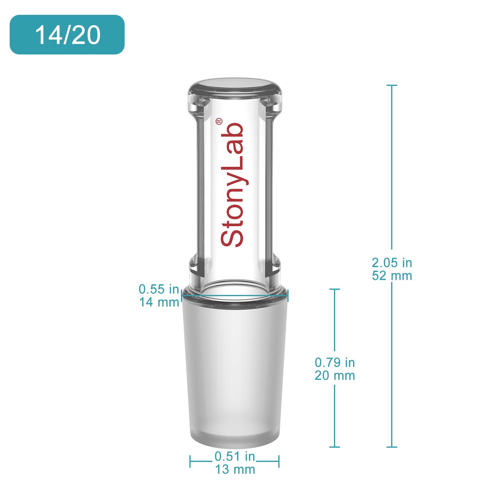 stonylab Tappo in Vetro Borosilicato, Tappo Dritto Cavo con Fondo Chiuso (1 Pezzo), per Recipienti di Reazione da Laboratorio, Giunto 14/20