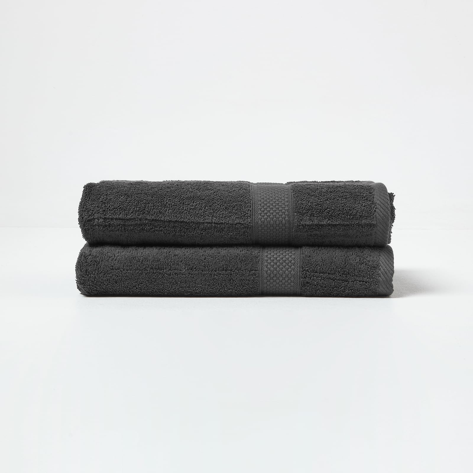 HOMESCAPES Black Turkish Cotton Set of 2 Bath Towels Super Soft Thick & Absorbent 500 GSM Towel Heavy Weight for everyday Luxury