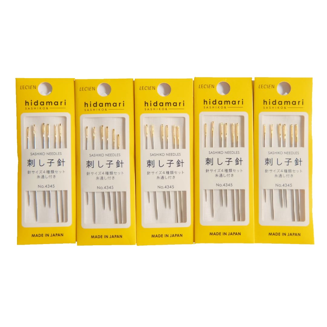 Set of 5 Packs (30 Needles) Hidamari Sashiko Sewing Needles - 6 Assorted Needles per Pack