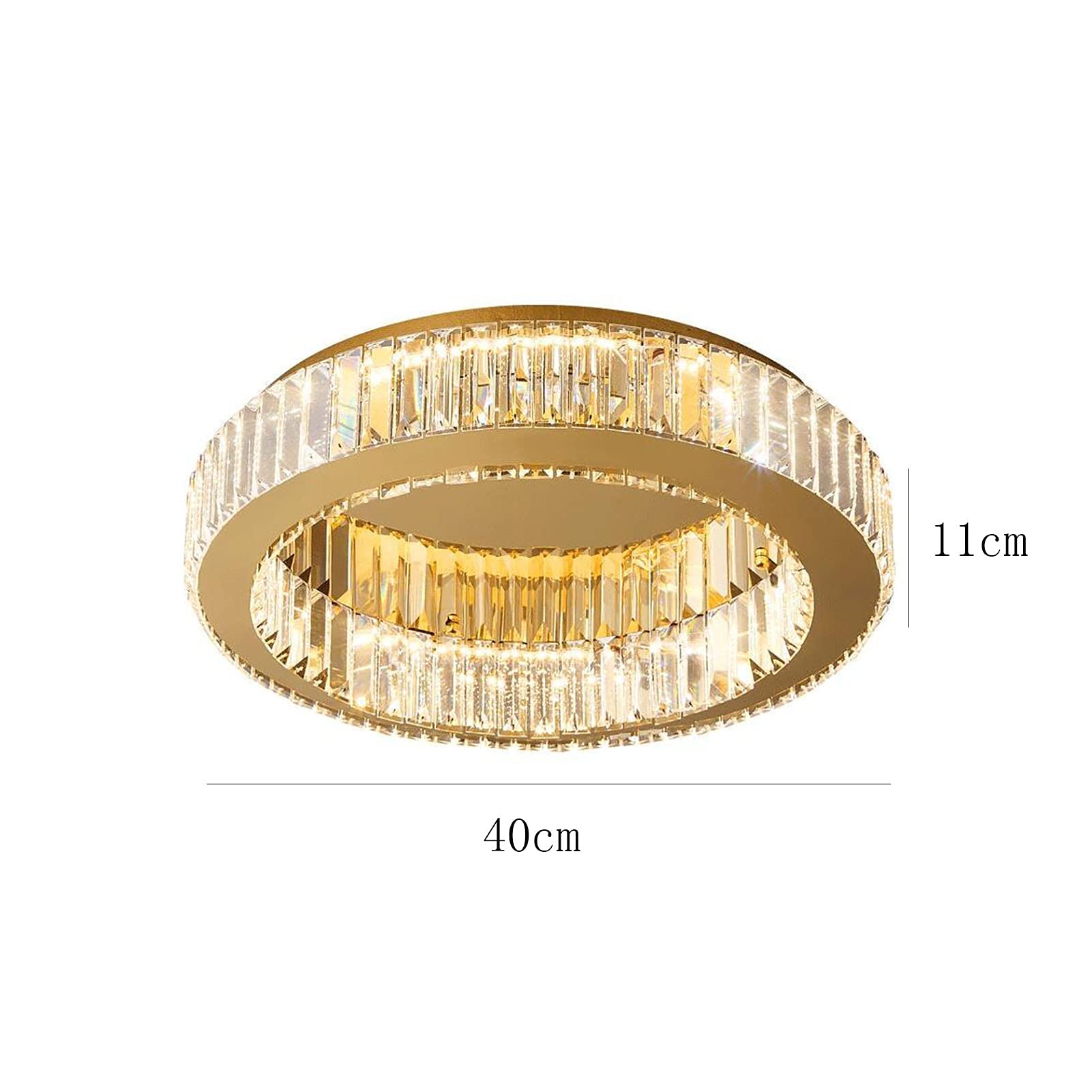 Cristal Plafón Cepillado Oro Redondo Aproximadamente Luces De Techo Para Cocina Dormitorio Fogón Entrada Comedor,Regulable Montaje Empotrado Led Lámpara De Techo-El oro no tiene diodo aurora 40*11cm