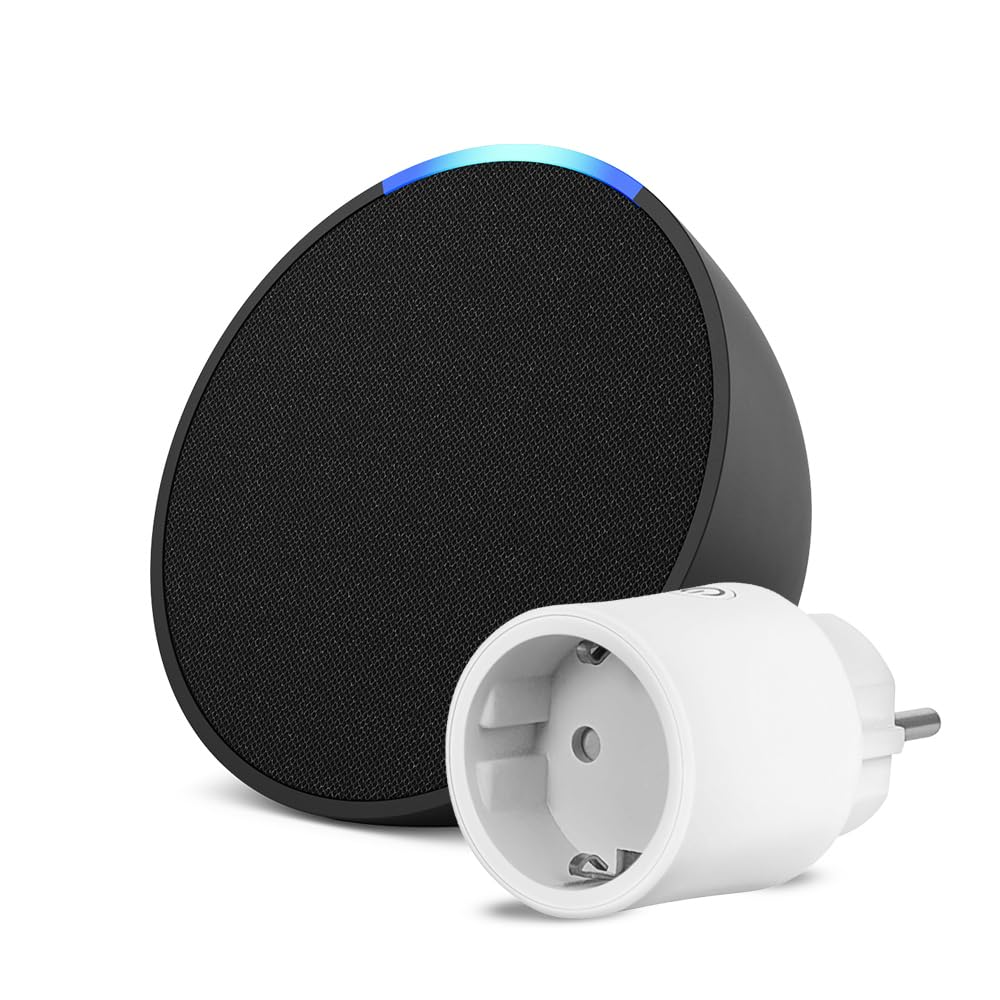 Echo Pop | Antracita + OSRAM SMART+ Enchufe inteligente con Matter, compatible con Alexa - Kit de inicio de Hogar digital
